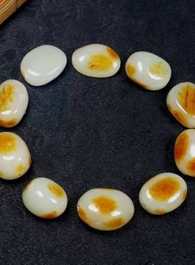 白玉黄沁皮原石手串手链