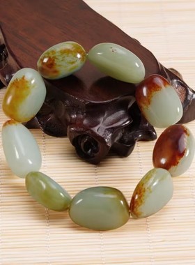 枣红皮籽料原石手串手链