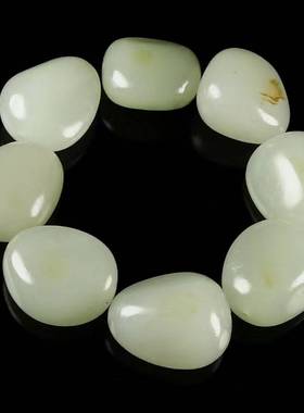 羊脂级白玉原石籽料手链手串