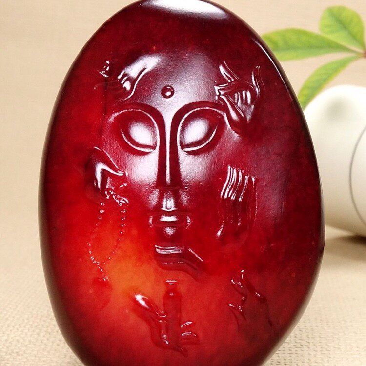 收藏级新疆和田玉悟道吊坠羊脂级红皮籽料观音挂件男女款玉坠包邮