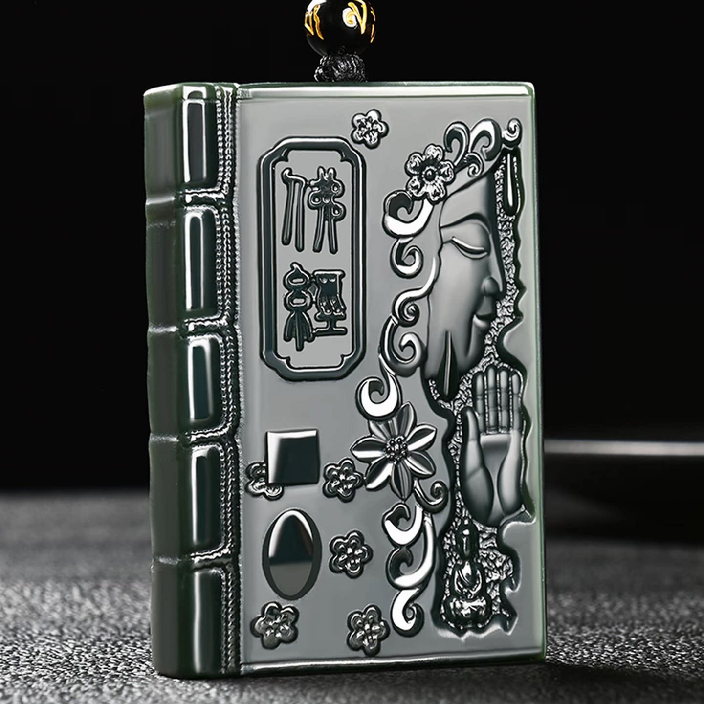 天然新疆和田玉佛经玉吊坠青玉细料悟道玉牌挂件男女款玉佩带证书