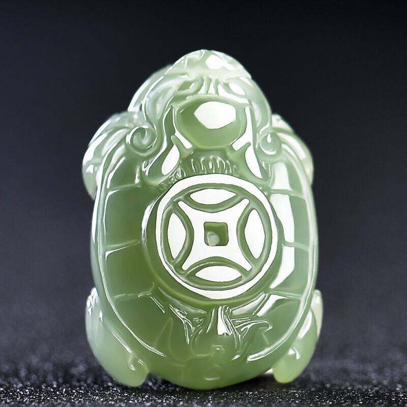 天然和田玉龙龟吊坠男女款玉石龙头龟挂件项链青白玉衣锦还乡吊坠