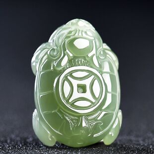 天然和田玉龙龟吊坠男女款玉石龙头龟挂件项链青白玉衣锦还乡吊坠