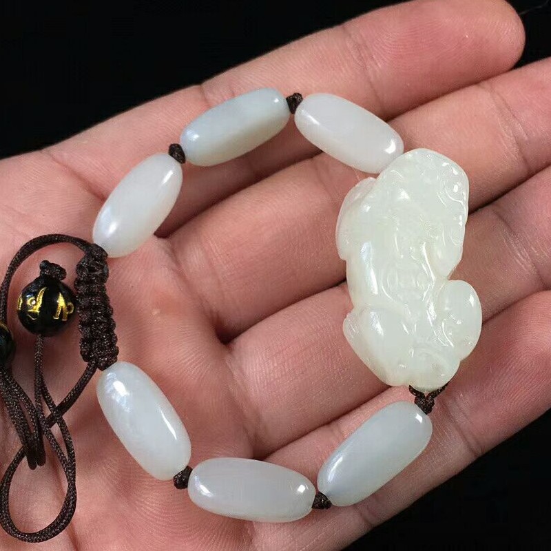 招财貔貅男士手串新疆和田玉送证