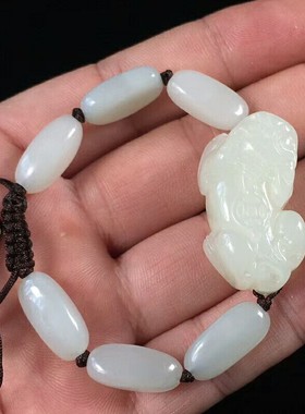 招财貔貅男士手串新疆和田玉送证