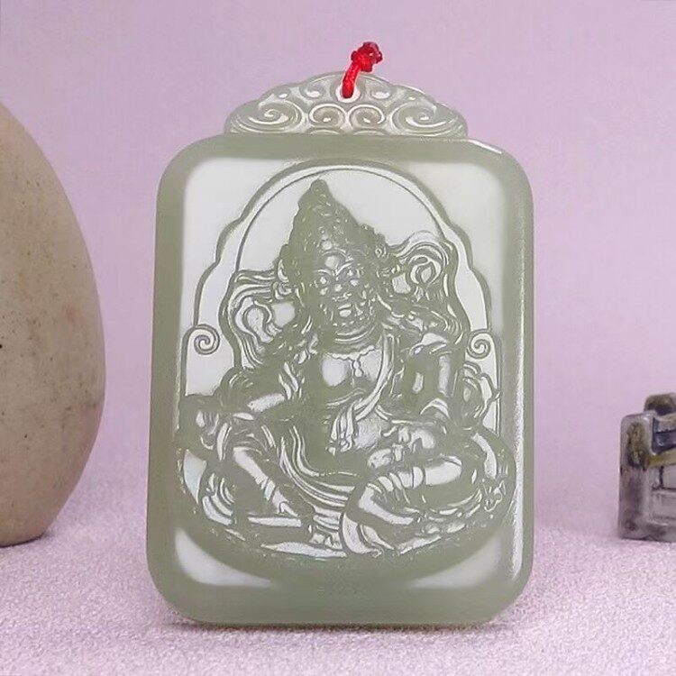 新疆和田玉黄财神吊坠男女款
