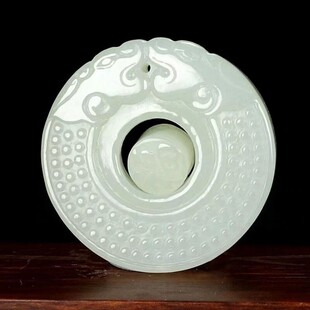 新疆和田玉白玉双龙护主平安扣吊坠男天然玉石项链女玉佩挂件正品