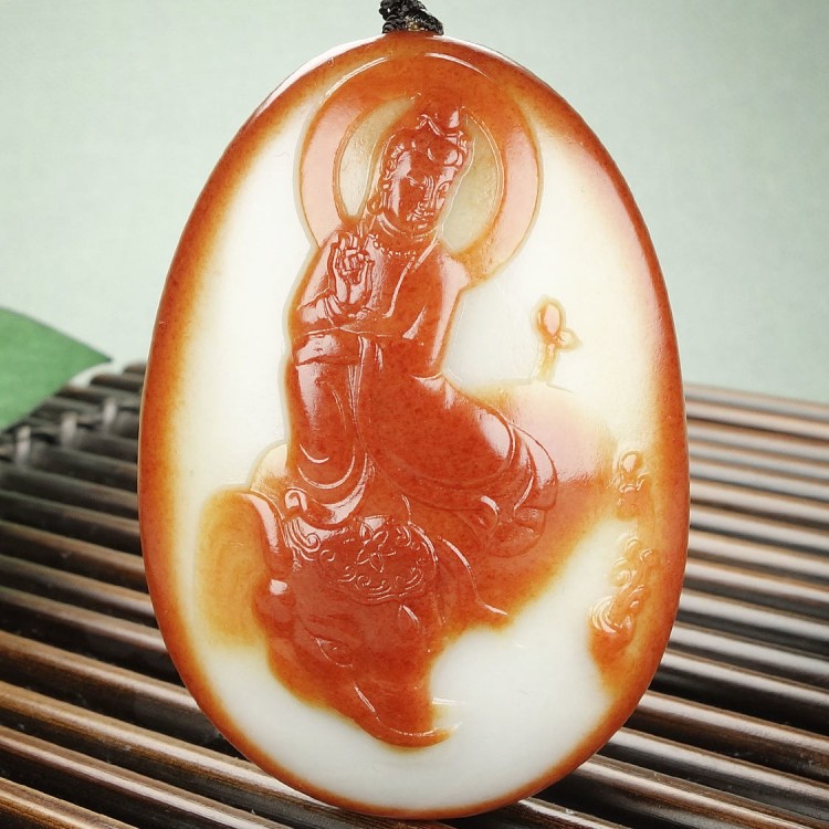羊脂级黄皮籽料大象普贤菩萨挂件