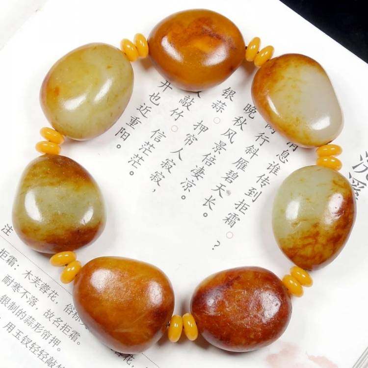 枣红皮原石籽料手串手链