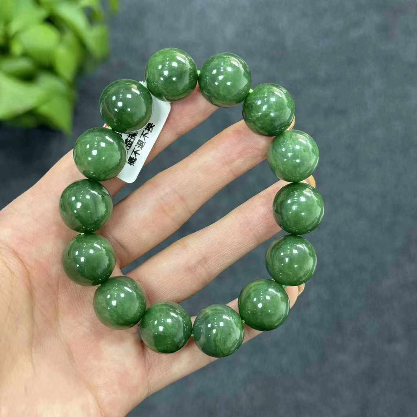 菠菜绿碧玉手串手链男女款手串