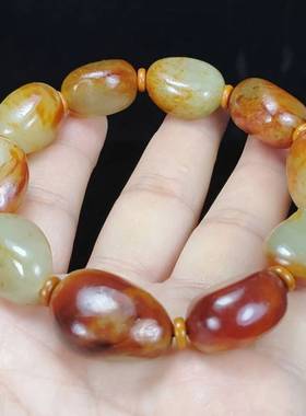 枣红皮原石籽料手串手链