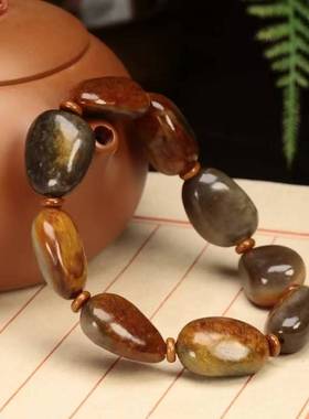 枣红皮原石籽料手链手串