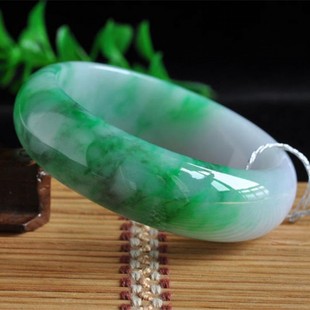 缅甸加宽版富贵款半阳绿翡翠手镯阳绿紫色玉翡翠玉镯子女款送妈妈