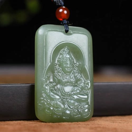 天然正品和田玉黄财神吊坠