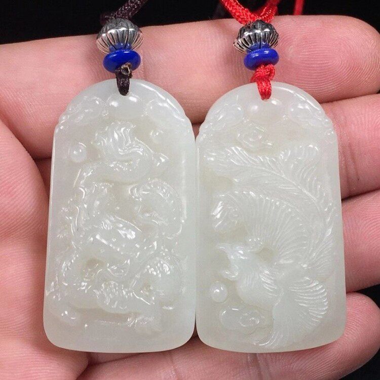 龙凤对挂件吊坠项链天然和田玉