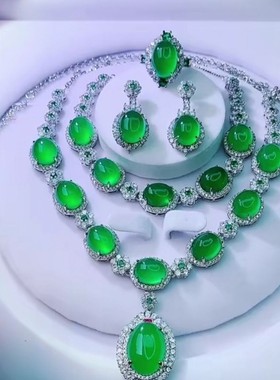 天然起光绿玉髓晚宴款项链