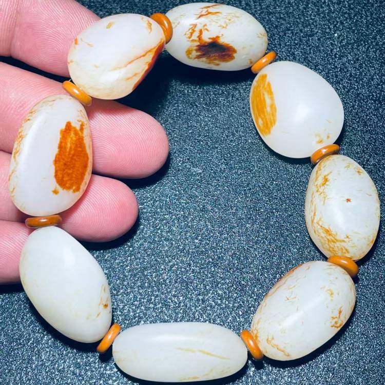 保真和田玉手链正品玉石玉器原石籽料手串手链男款手串玉手链包邮