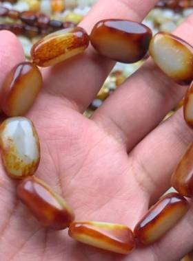 枣红皮原石籽料手串手链男款手串