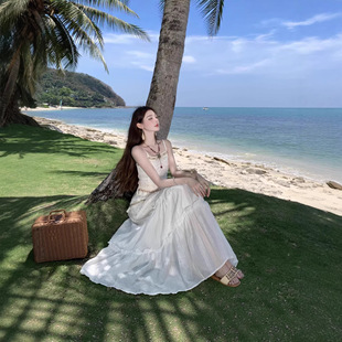 波西米亚复古连衣裙女夏海边度假风裙子云南丽江旅游穿搭吊带套装