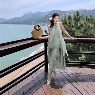 新中式 国风薄荷绿连衣裙气质名媛高端精致女神范高级感绝美裙子夏