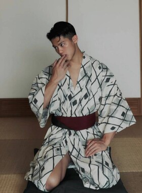 日本传统男士和服浴衣武士拍照写真日式剧本家居服日料服装套装