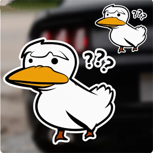 问号鸭子卡通搞笑车贴趣味装饰创意电动车摩托划痕遮挡贴汽车贴纸
