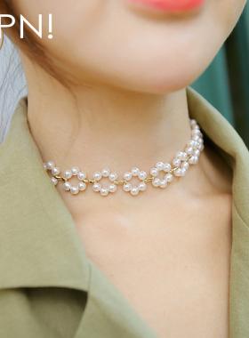 choker韩国短款珍珠项圈锁骨链