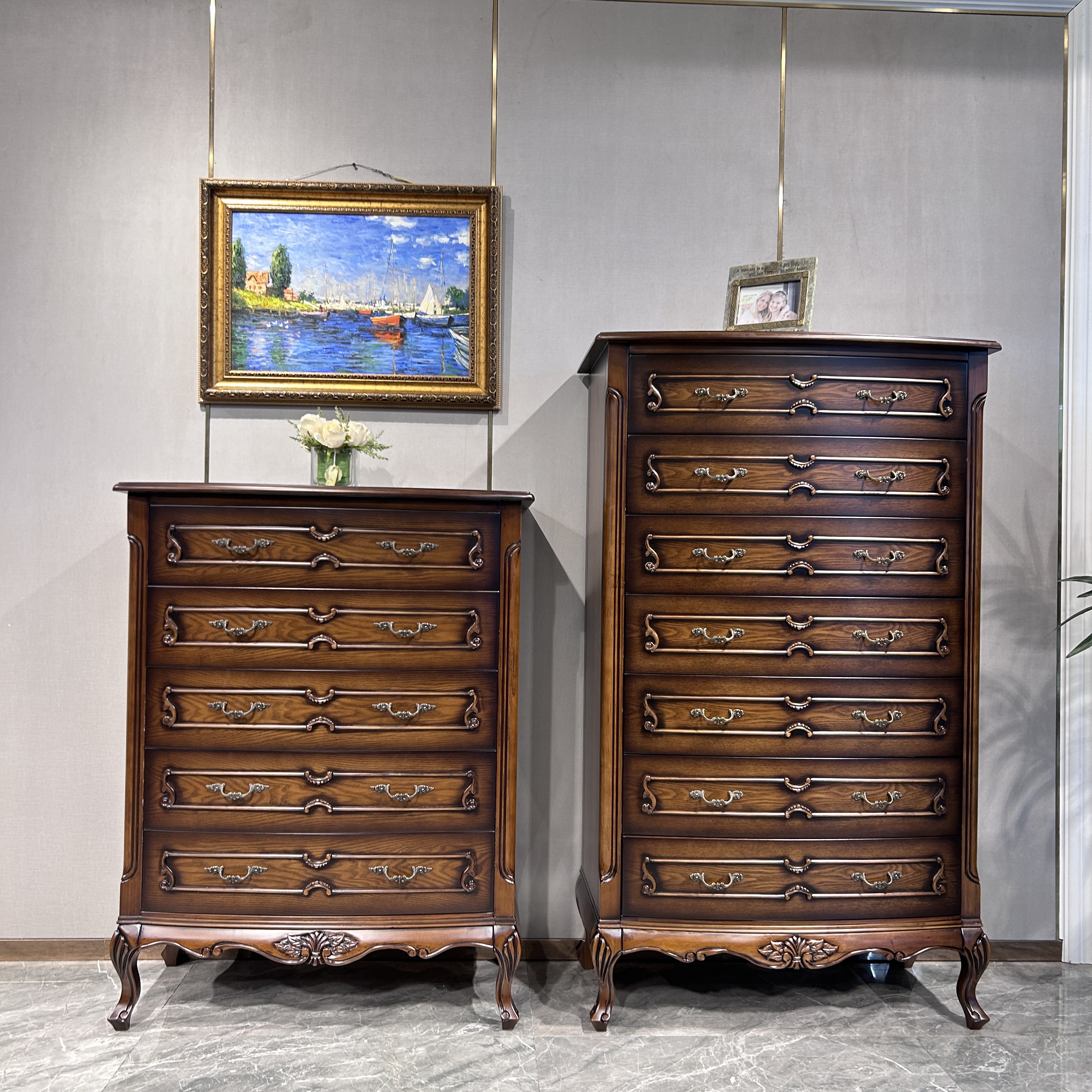 美式乡村五斗柜欧式风格家具实木抽屉田园卧室橱收纳储物柜子组合