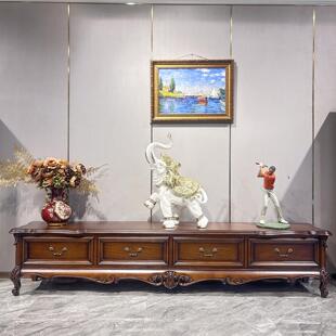 2.8米3米复古超长电视柜 客厅家用茶几组合欧式 美式 实木电视柜法式