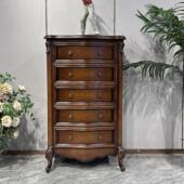 卧室复古五斗柜实木欧式 美式 乡村风格 客厅玄关抽屉收纳储物5斗橱
