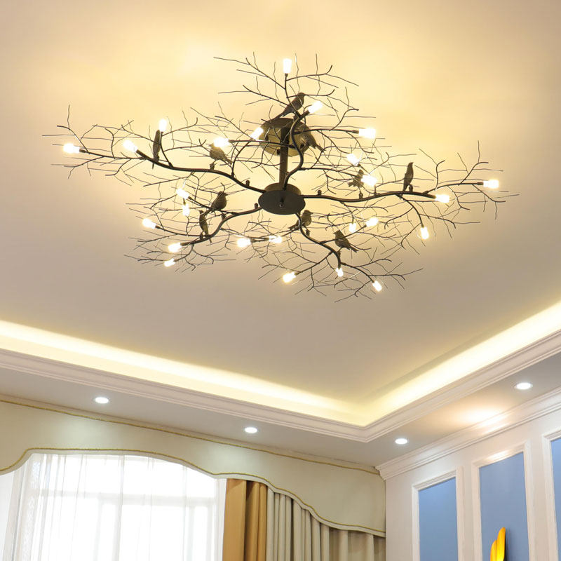 北欧铁艺树枝黑色吸顶灯简约大气酒店民宿客房创意个性卧室客厅灯