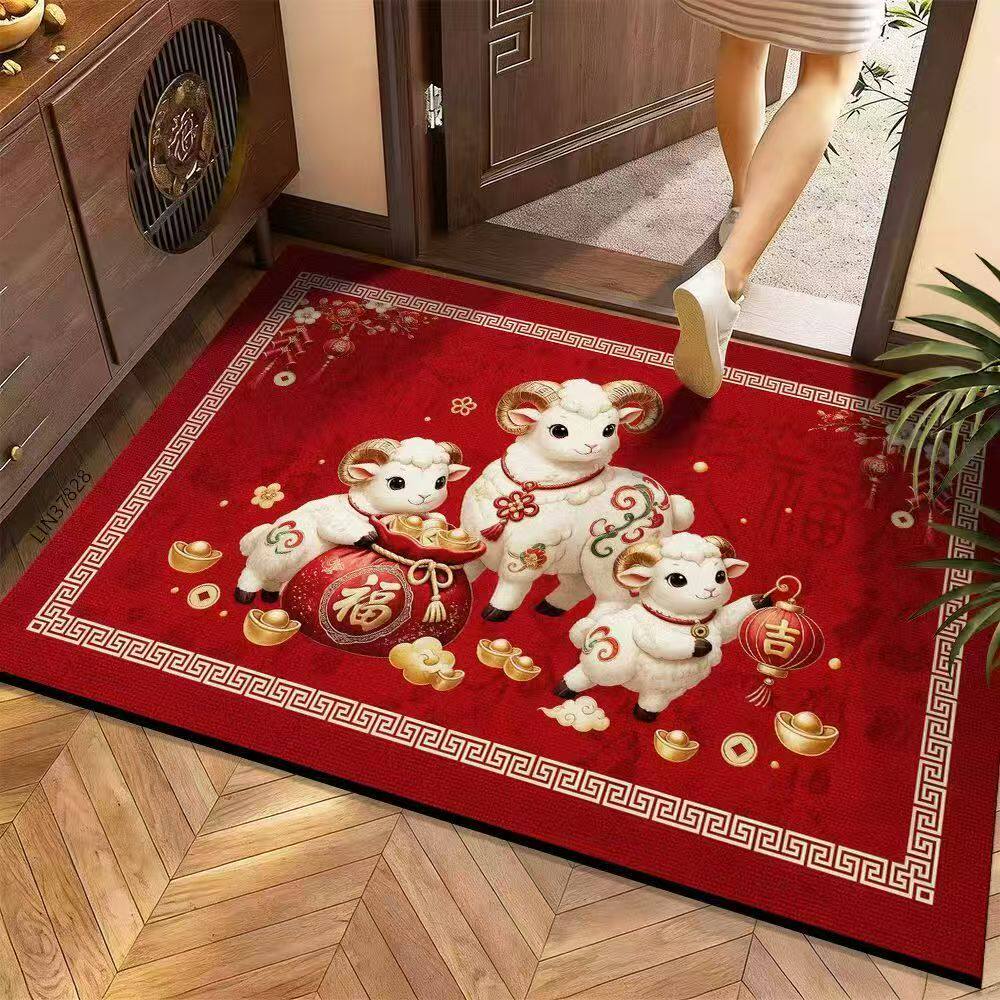 中国风羊年吸水防滑入户门垫浴室玄关耐脏耐磨速干地垫脚垫硅藻泥