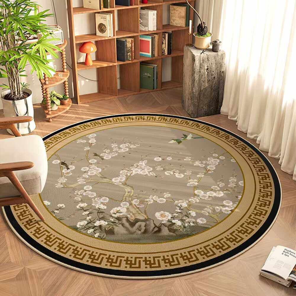 中古单人沙发圆形地毯衣帽间轻奢高级感椅子垫卧室客厅摇摇椅地垫