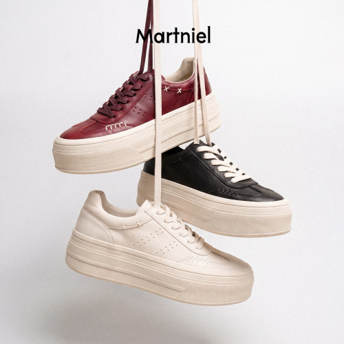 MARTNIEL真皮厚底增高小白鞋女