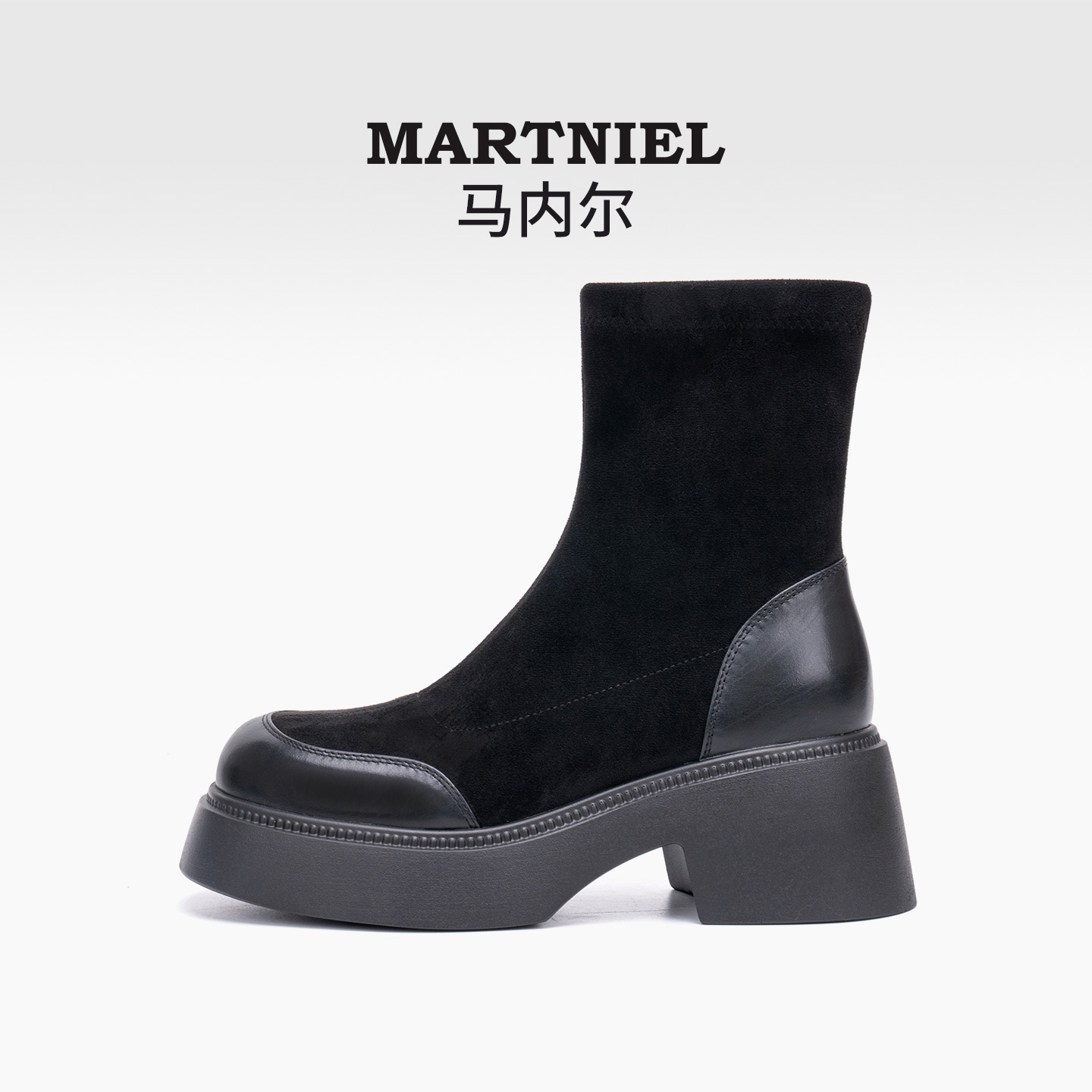 【商场同款】马内尔2025冬季厚底增高时装高帮鞋马丁靴女GD259041