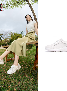 马内尔运动休闲鞋2024早春新品白色厚底增高防滑百搭跑步鞋G42011