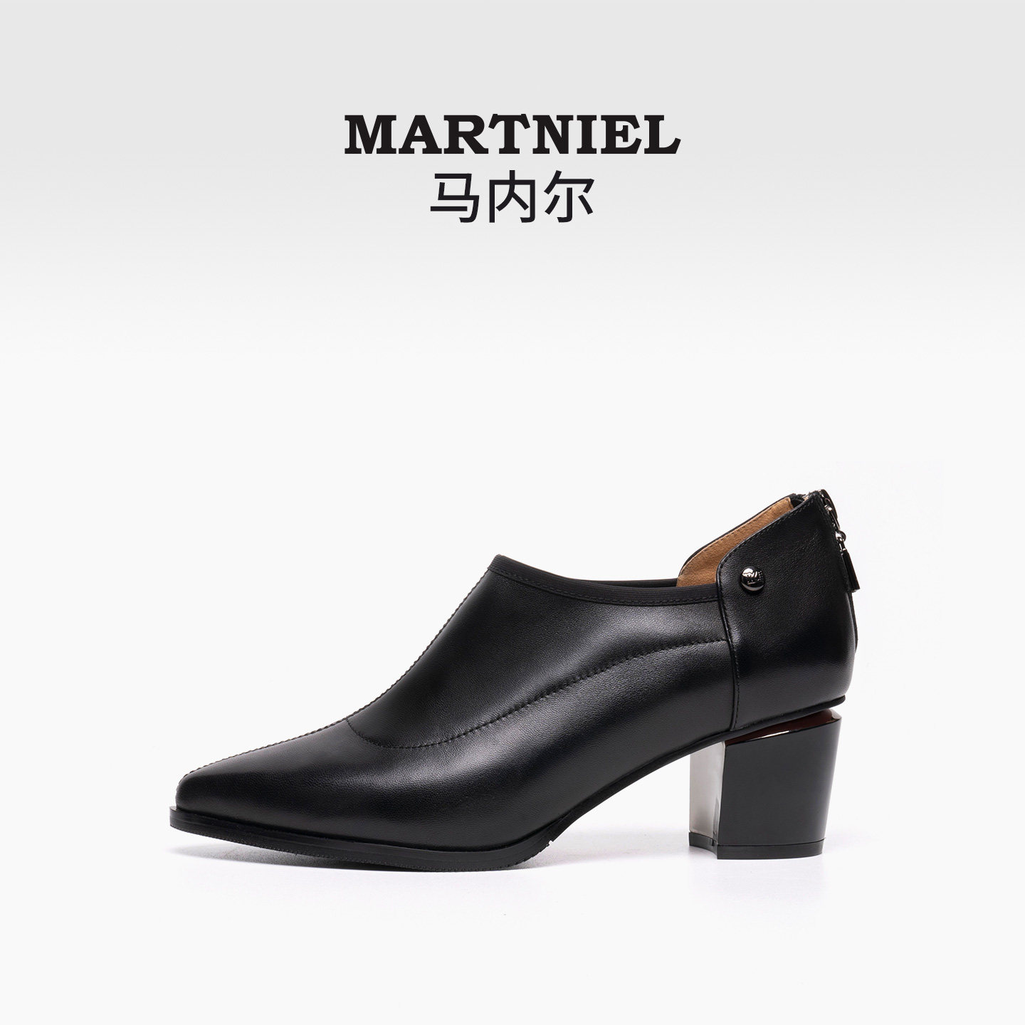 马内尔单鞋女早春新款黑色气质设计感小众通勤百搭高跟鞋G31311