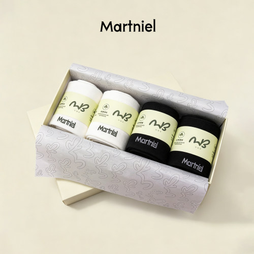 MARTNIEL/马内尔纯棉中筒袜透气吸汗商务高档纯色棉袜礼盒装女袜