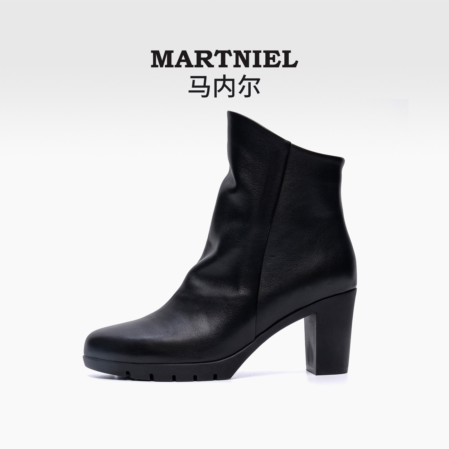 马内尔休闲时装靴粗跟
