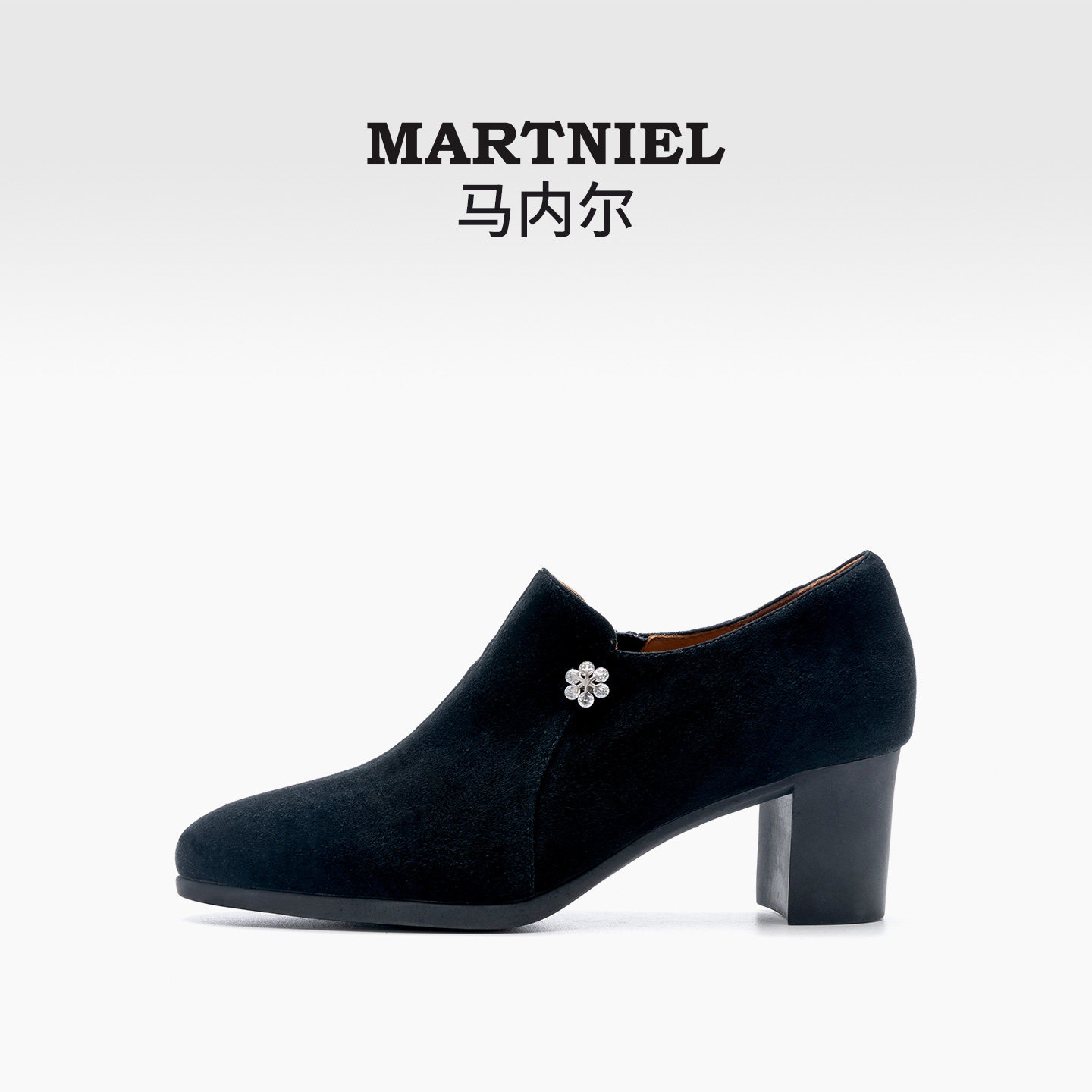 马内尔粗跟法式短靴小踝靴黑色单靴子小众复古高跟鞋女冬时装靴子,女鞋,时装靴,淘宝优惠券,粉丝福利购,淘宝优惠卷