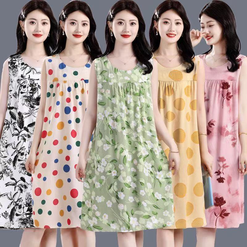 棉绸睡裙女连衣裙人造棉家居服
