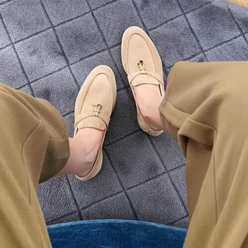 LP流苏锁扣乐福鞋女懒人一脚蹬软底内增高皮鞋英伦风百搭豆豆单鞋