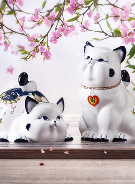 陶瓷可爱招财猫摆件暖居摆件家居装饰品客厅酒柜摆件乔迁新居礼品
