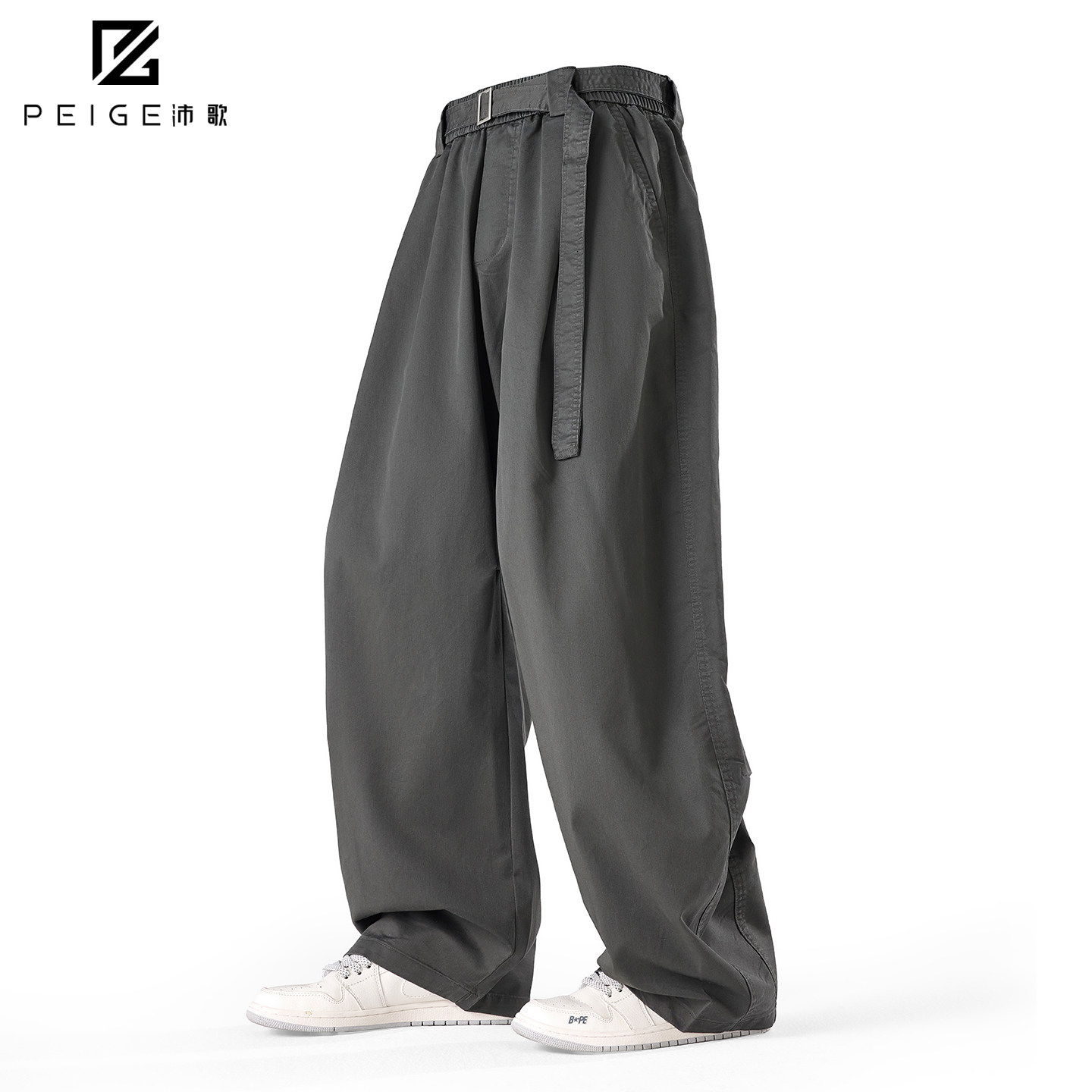 老钱风冰丝裤子男款夏季薄款阔腿图片