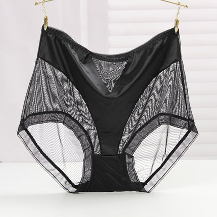 大码高档缎面性感蕾丝内裤丝滑轻柔7A纯棉抗菌裆部时尚裸感纯欲风