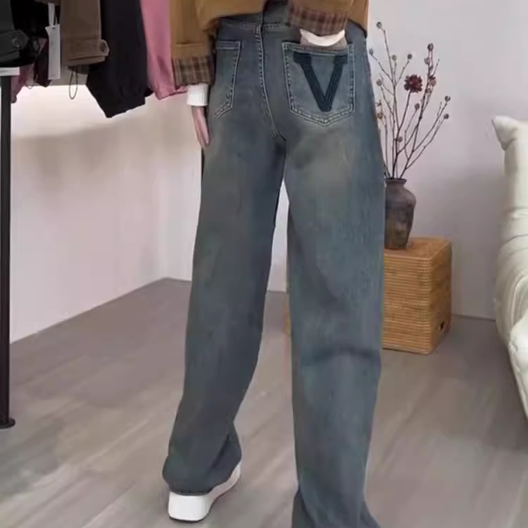 窄版复古直筒裤美式阔腿拖地遮胯