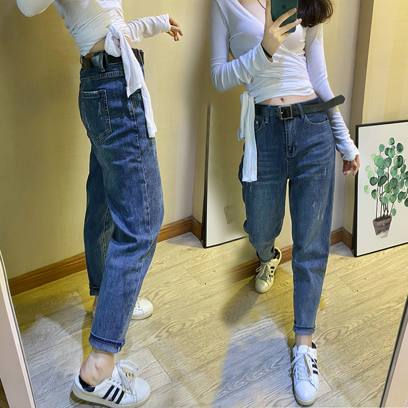 显瘦哈伦裤高腰弹力梨型身材