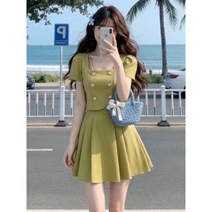 小香风外套短袖套装裙女新款时尚气质减龄显瘦短款半身短裙两件套
