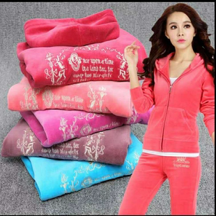 高级感气质春秋款金丝绒天鹅绒运动服套装时尚女士休闲跑步两件套