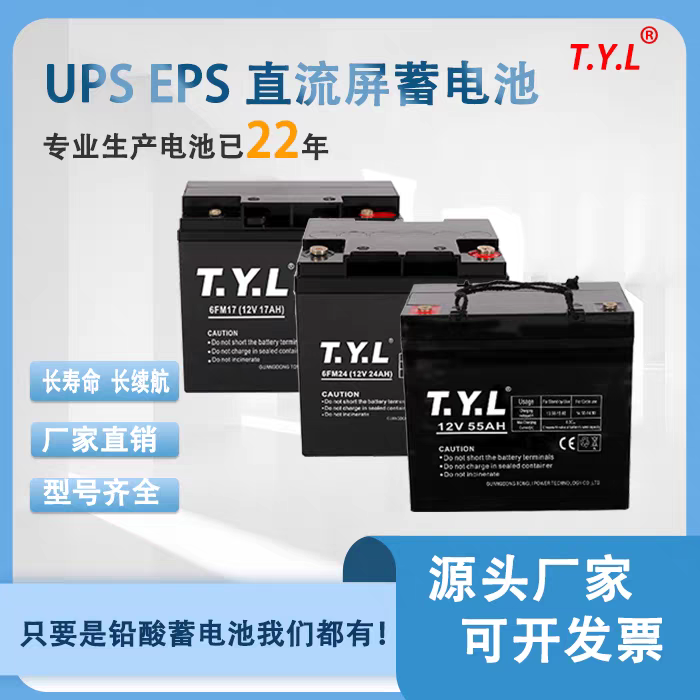 TYL蓄电池12V6FM17AH12V8A20AH消防联动集中应急电源UPSEPS喷雾器